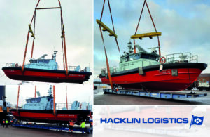 loading of a boat to vessel in port of Finland project logistics special cargo handling