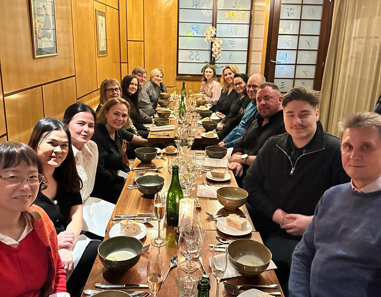 Celebration of pikkujoulut or small Christmas of Hacklin Logistics Espoo office employees