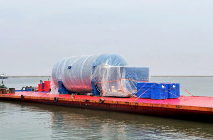 Project shipment delivery by barge and container vessel from China heading West - Hacklin Logistics, Finnish project forwarder