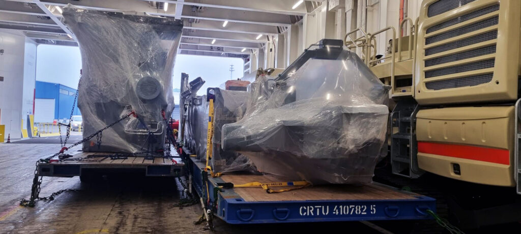 delivery of oversized cargo on mafi trailers from Finland, port of Turku, to the US - Hacklin Logistics