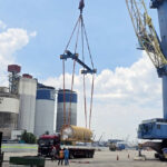 Project cargo loading on barge at Juring port Singapore