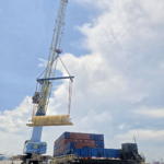 Project cargo loading on bargeat Juring port Singapore