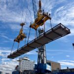 Recovery boiler components being loaded at the Port of Rauma as part of a specialized project cargo shipment